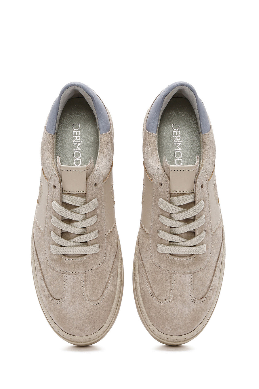 Women's Beige Lace-Up Suede Leather Sneaker
