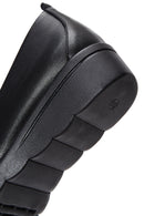 Women's Black Leather Wedge Heeled Loafer | Derimod
