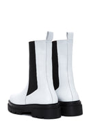 Women's White Leather Chelsea Boots | Derimod