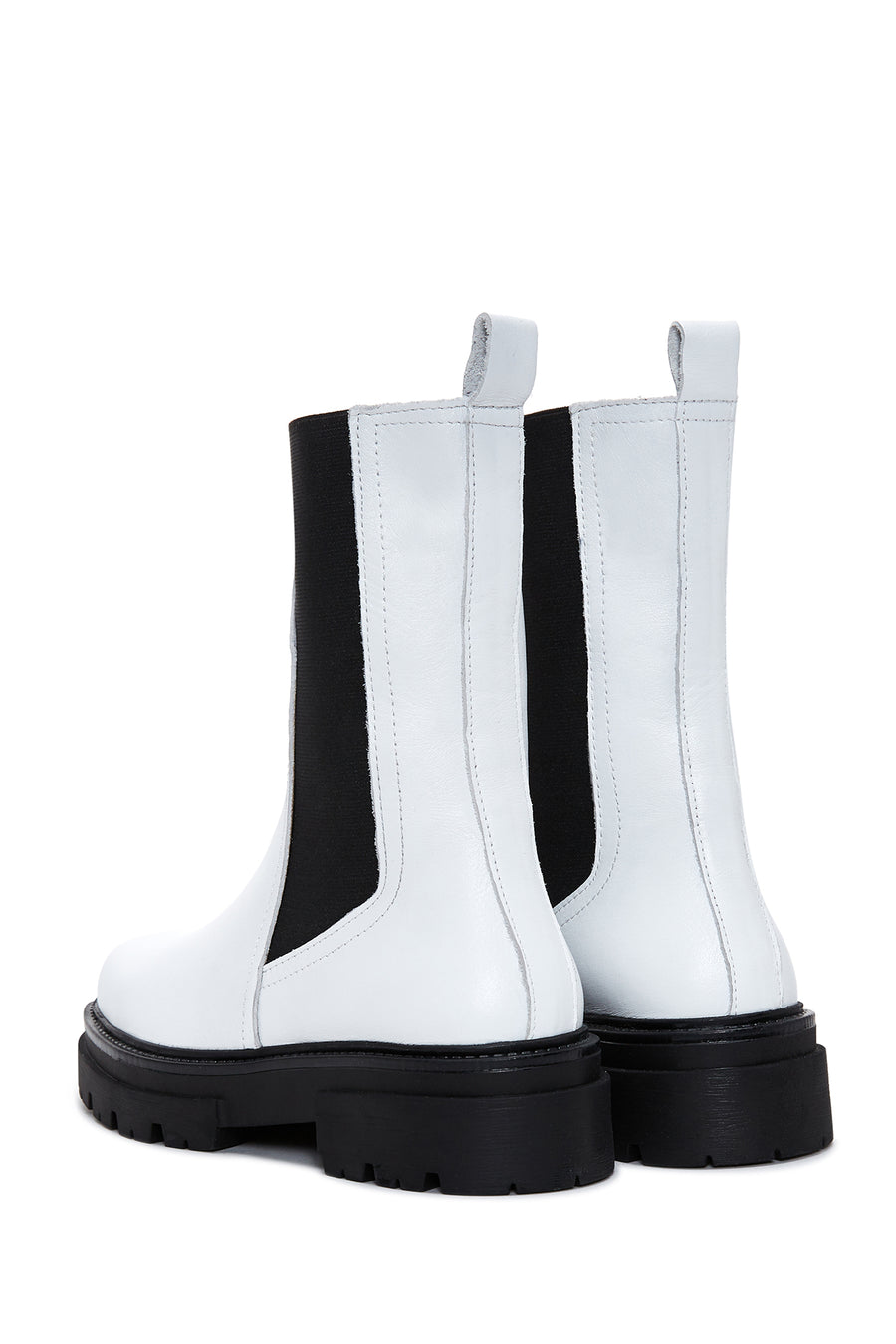 Women's White Leather Chelsea Boots