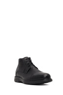Male Black Zip Closure Leather Boots | Derimod