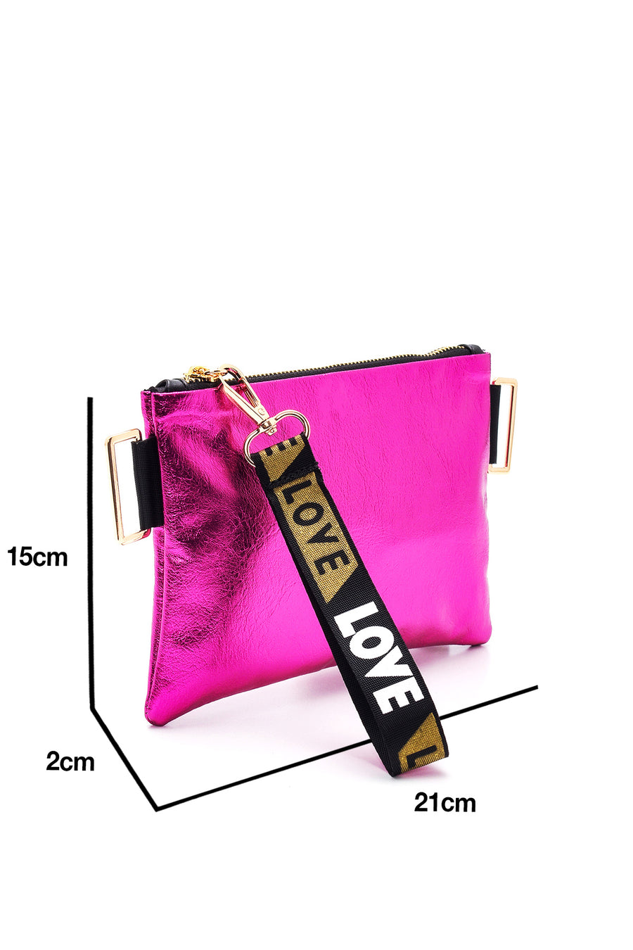 Women's Pink Metallic Clutch Bag