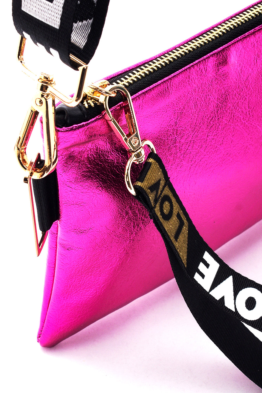 Women's Pink Metallic Clutch Bag