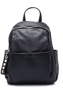 Women's Black Faux Leather Backpack | Derimod