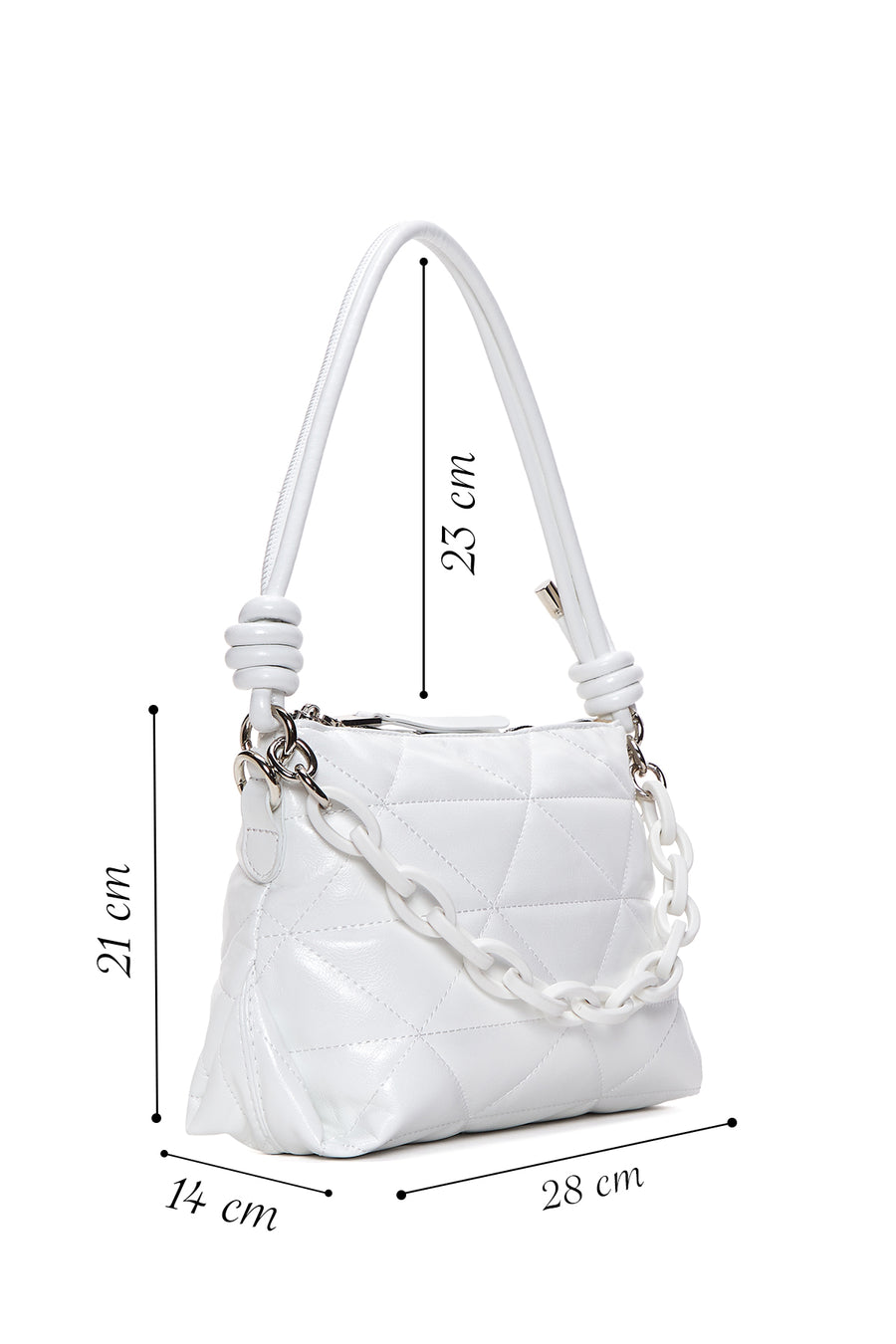 Women's White Quilted Shoulder Bag