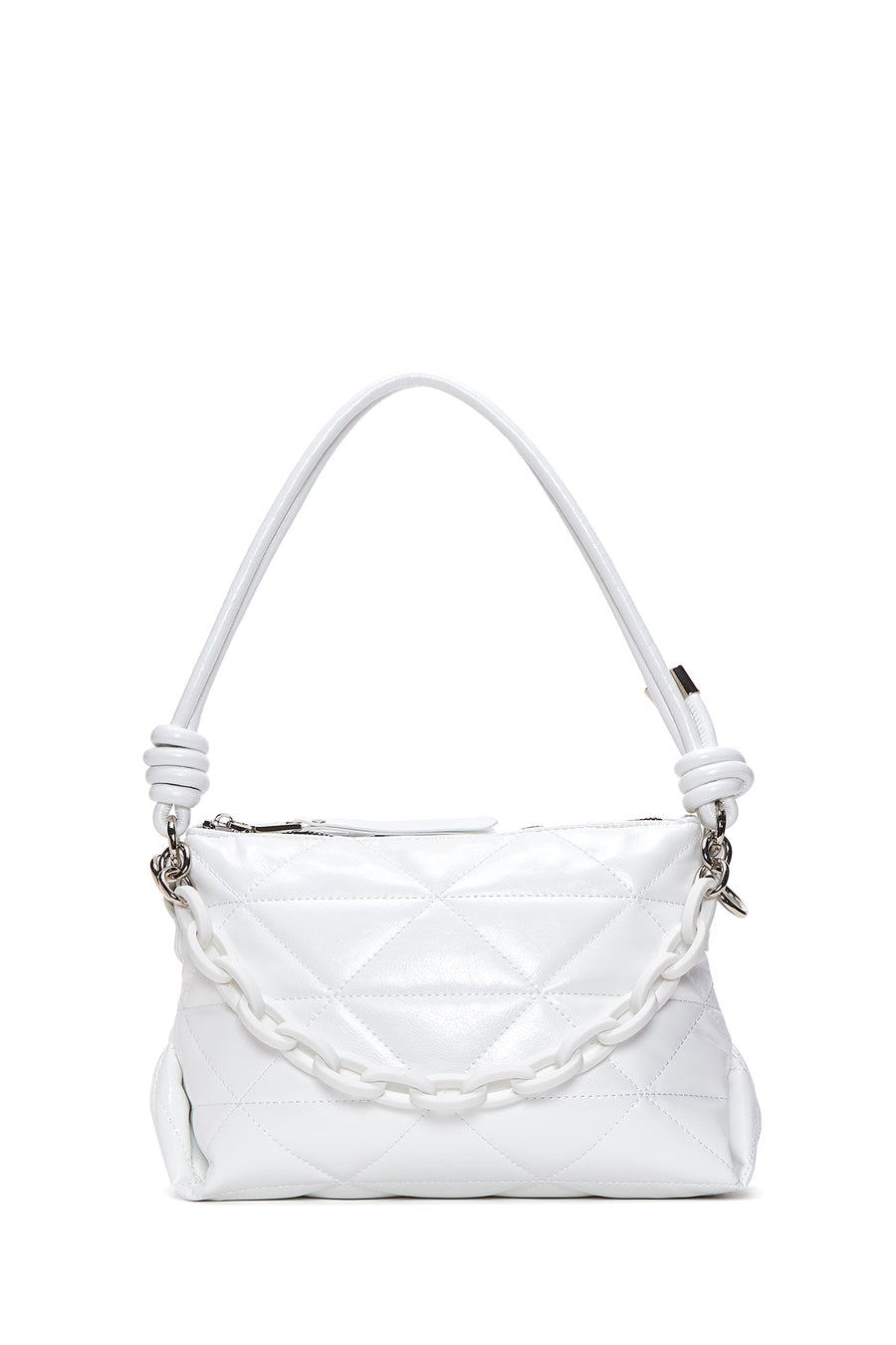 Women's White Quilted Shoulder Bag