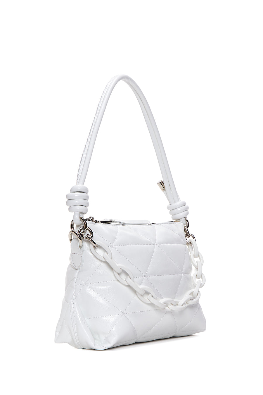 Women's White Quilted Shoulder Bag