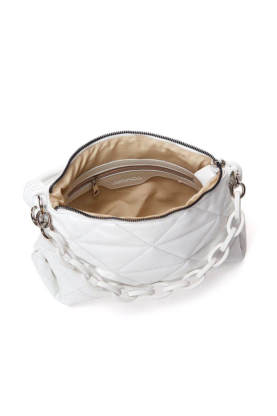 Women's White Quilted Shoulder Bag