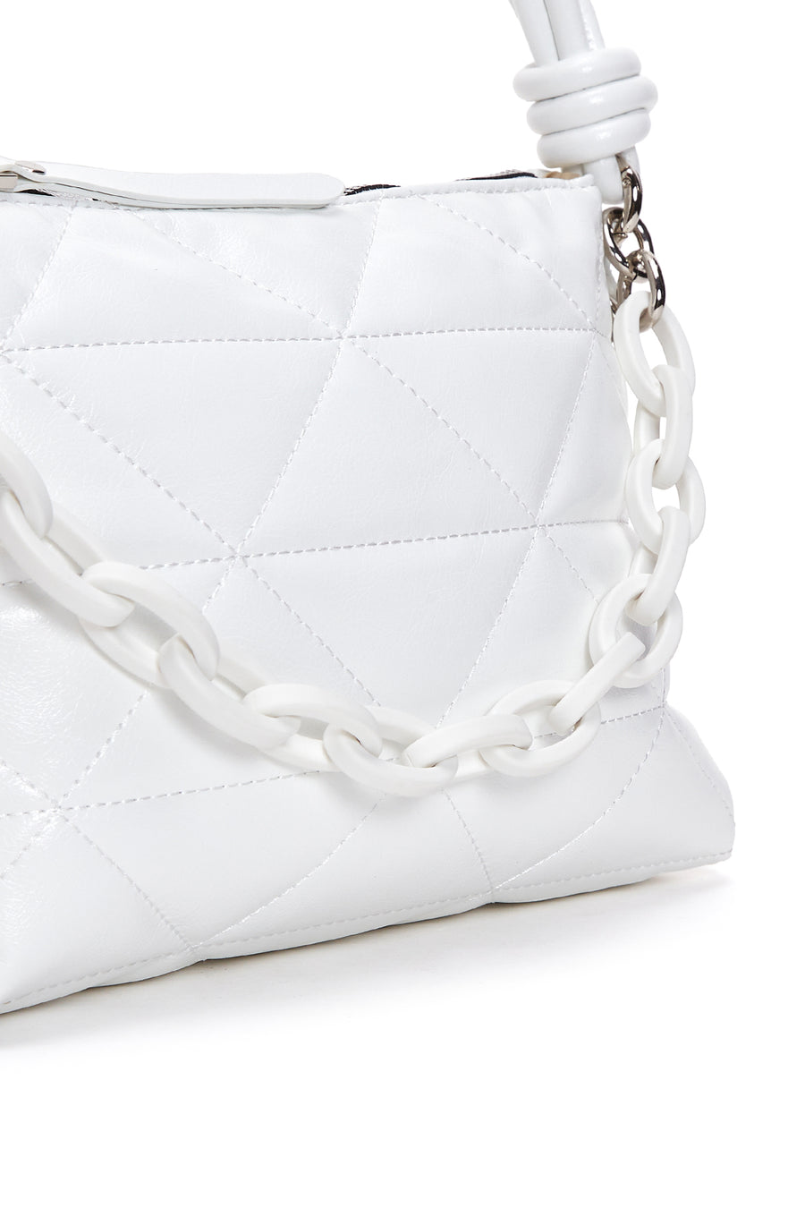 Women's White Quilted Shoulder Bag