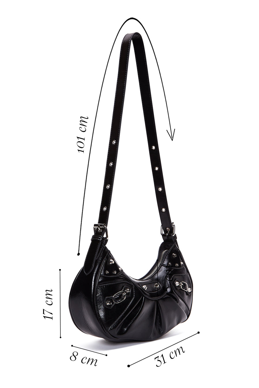 Women's Black Faux Leather Shoulder Bag