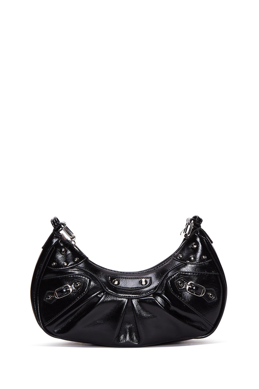 Women's Black Faux Leather Shoulder Bag