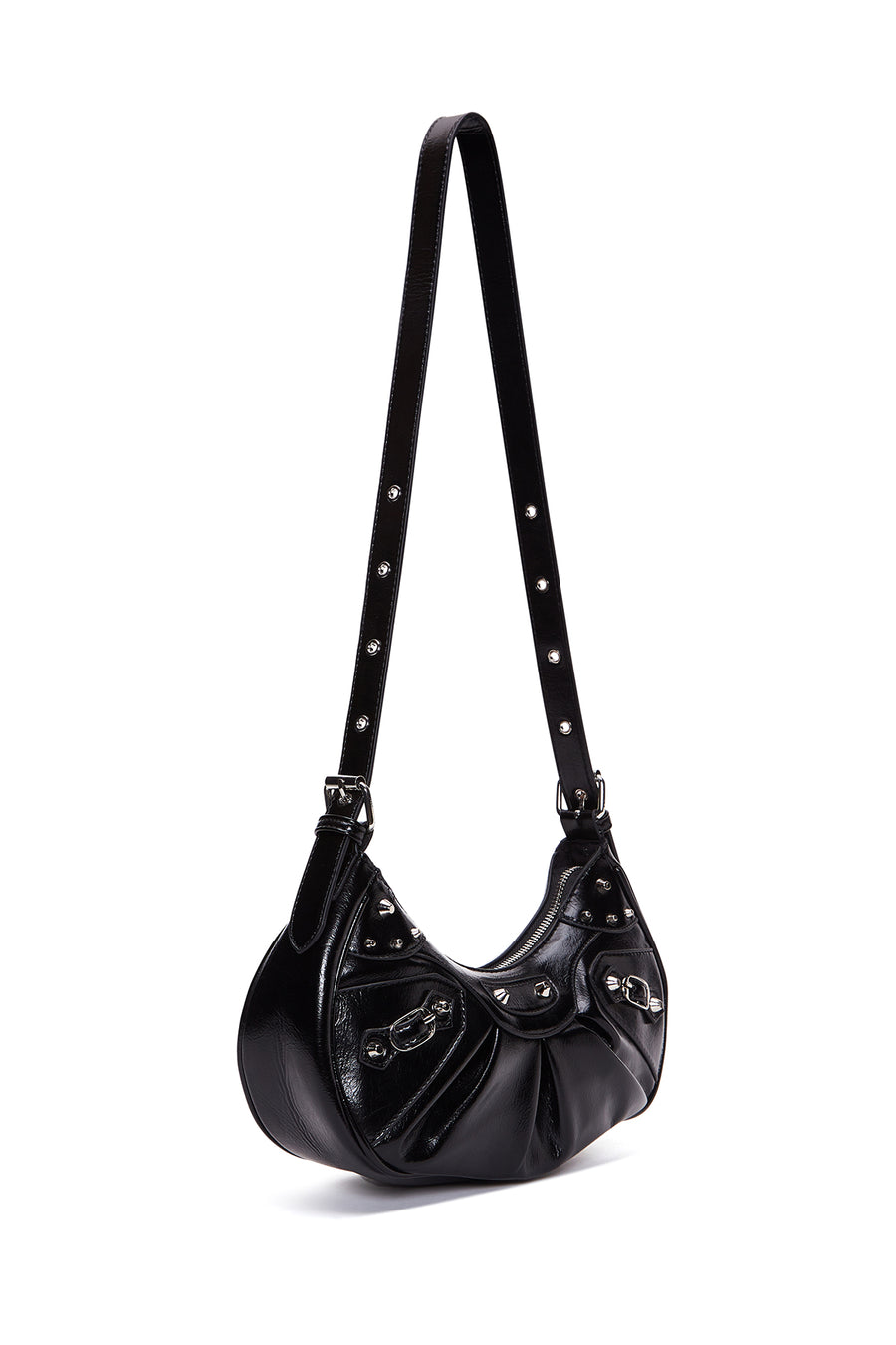 Women's Black Faux Leather Shoulder Bag