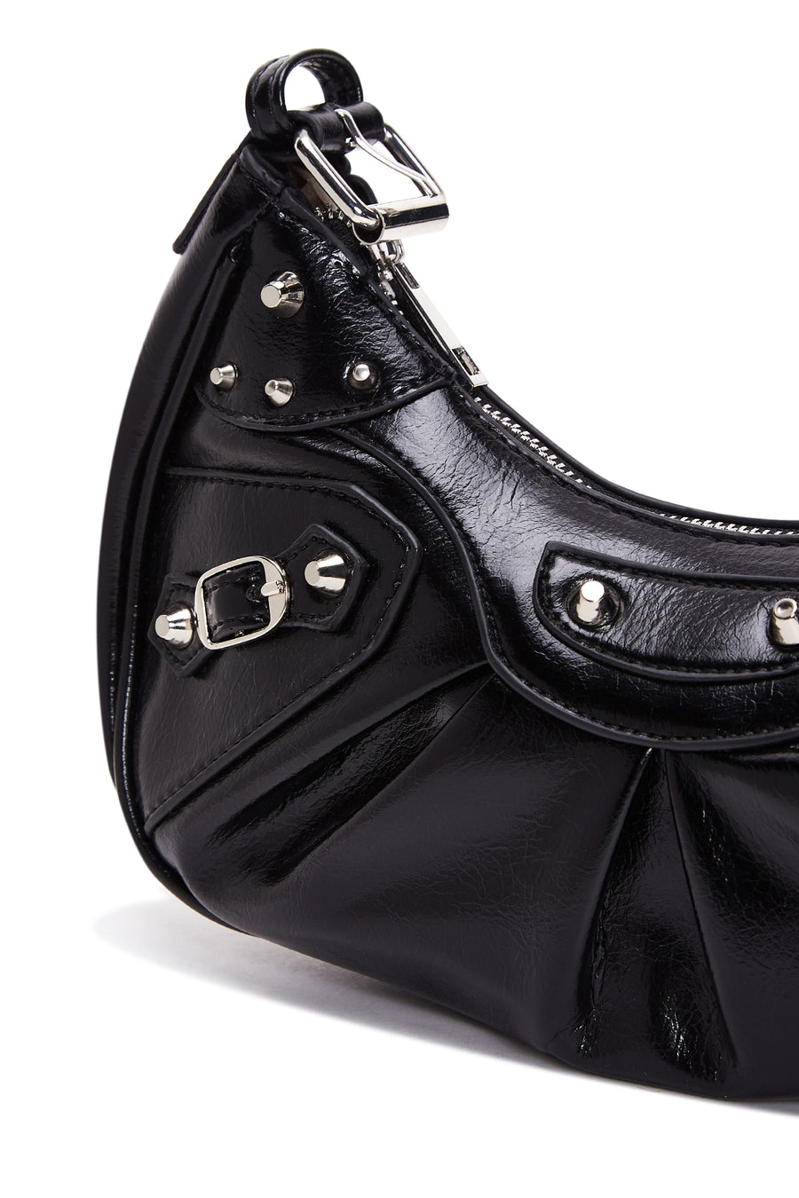 Women's Black Faux Leather Shoulder Bag