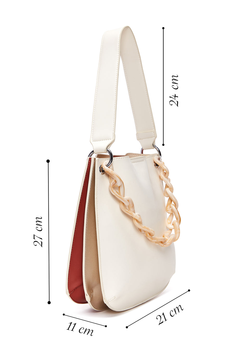 Women's Beige Double Color Shoulder Bag