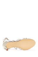 Women's Gold Leather Thin Heel Sandals | Derimod