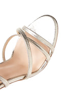 Women's Gold Leather Thin Heel Sandals | Derimod