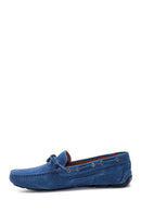 Men's Blue Suede Leather Casual Loafer | Derimod