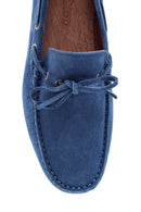 Men's Blue Suede Leather Casual Loafer | Derimod