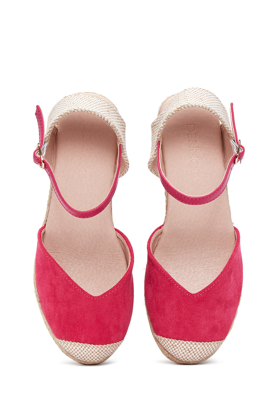 Kadın Pembe Süet Dolgu Topuk Espadril Sandalet
