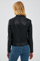 Tiffany Women's Black Slim-Fit Short Leather Jacket | Derimod