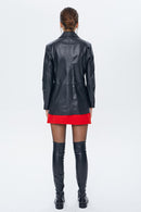Barbara Woman Black Blazer Leather Jacket | Derimod