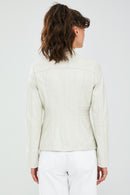 Lydia Women's Beige Leather Jacket | Derimod