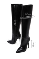 Women's Black Leather High Heel Boots | Derimod