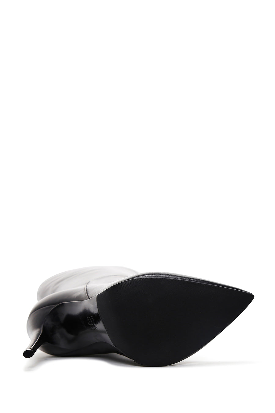 Women's Black Leather High Heel Boots