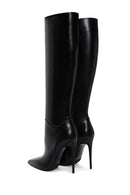 Women's Black Leather High Heel Boots | Derimod