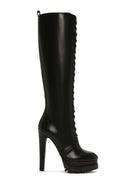 Women's Black Platform High Heel Leather Boots | Derimod