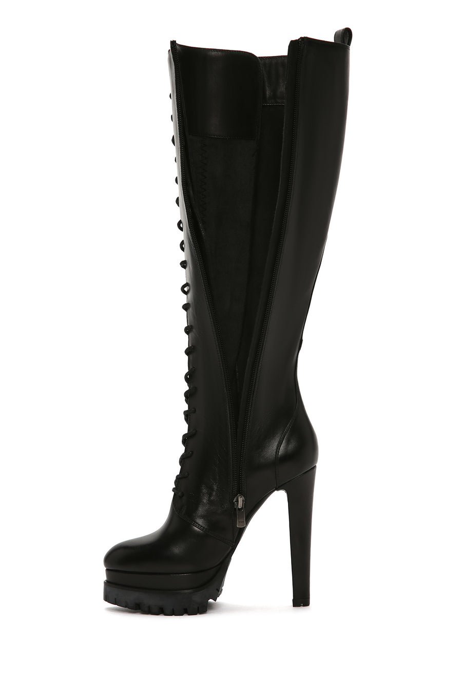 Women's Black Platform High Heel Leather Boots