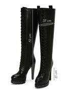 Women's Black Platform High Heel Leather Boots | Derimod