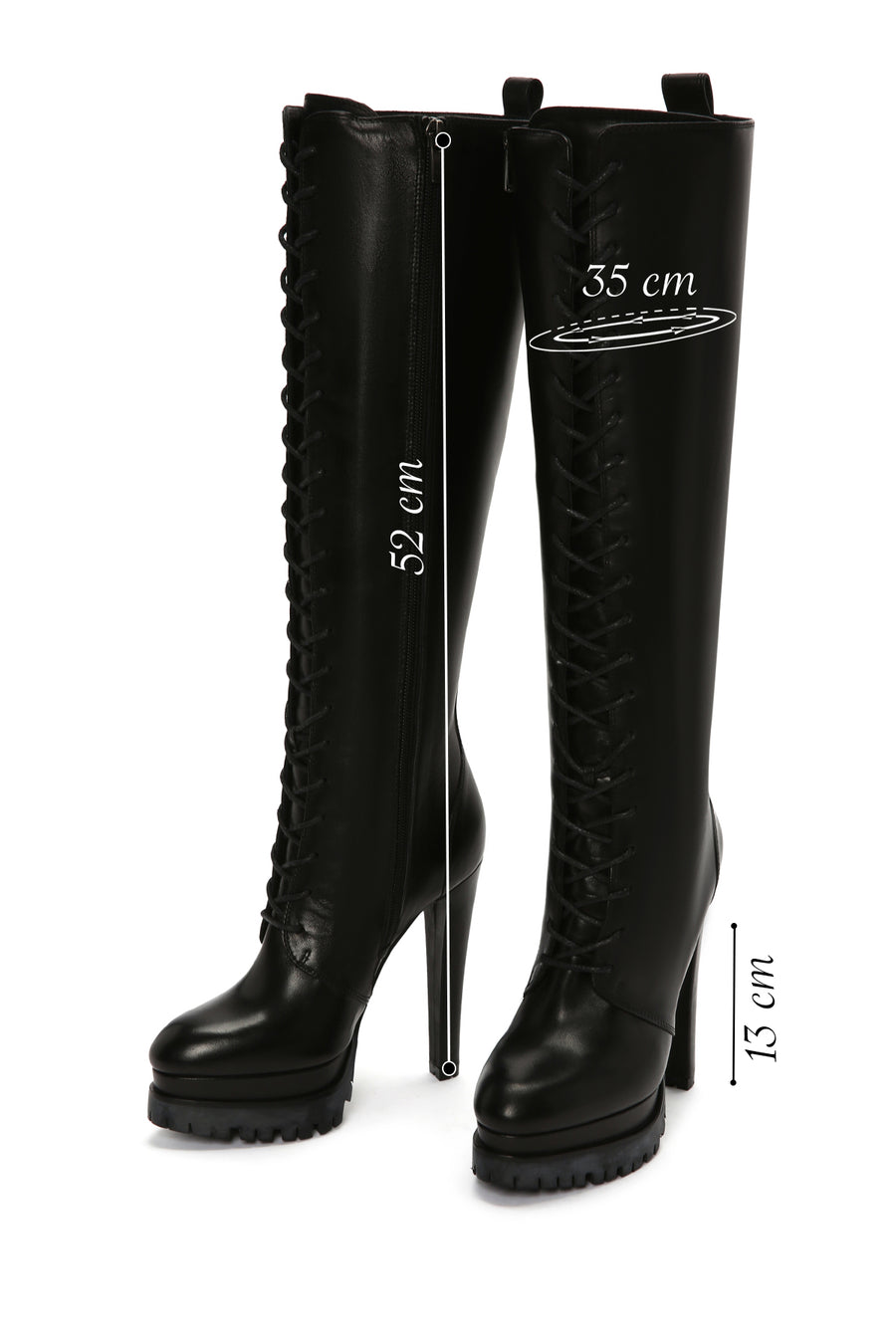 Women's Black Platform High Heel Leather Boots