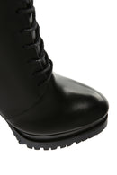 Women's Black Platform High Heel Leather Boots | Derimod