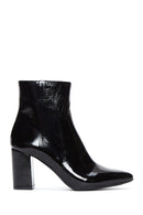 Women's Black Patent Leather Heeled Boots | Derimod
