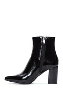Women's Black Patent Leather Heeled Boots | Derimod