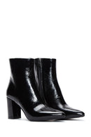 Women's Black Patent Leather Heeled Boots | Derimod
