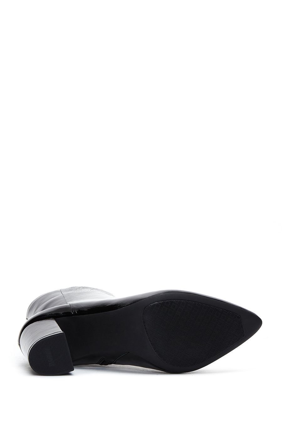 Women's Black Patent Leather Heeled Boots