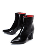 Women's Black Patent Leather Heeled Boots | Derimod