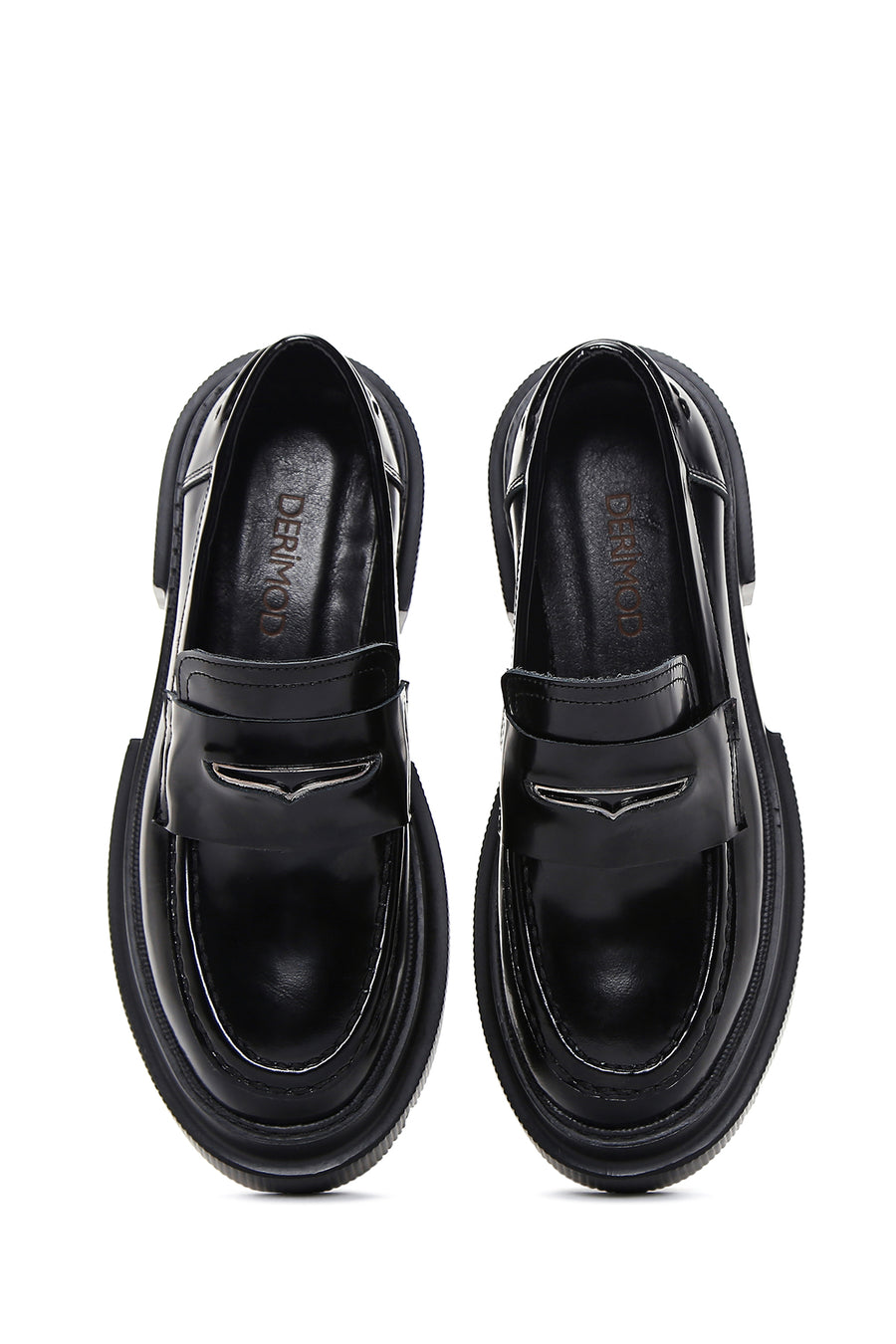Kadın Siyah Deri Maskülen Loafer
