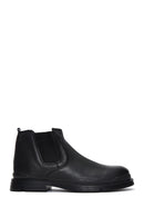 Men's Black Leather Zippered Classic Boots | Derimod