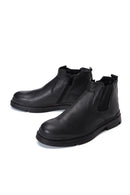 Men's Black Leather Zippered Classic Boots | Derimod