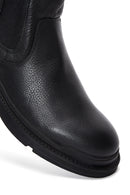 Men's Black Leather Zippered Classic Boots | Derimod