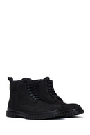 Men's Black Nubuck Leather Zippered Boots | Derimod