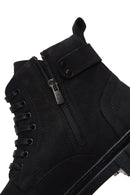 Men's Black Nubuck Leather Zippered Boots | Derimod