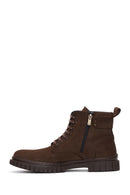 Men's Brown Nubuck Leather Zippered Boots | Derimod