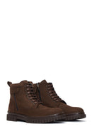 Men's Brown Nubuck Leather Zippered Boots | Derimod