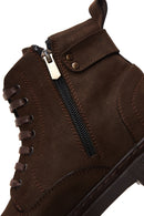 Men's Brown Nubuck Leather Zippered Boots | Derimod