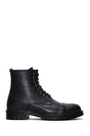 Men's Black Leather Zippered Boots | Derimod