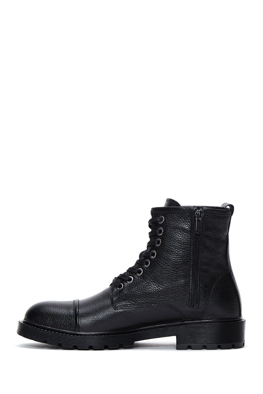 Men's Black Leather Zippered Boots